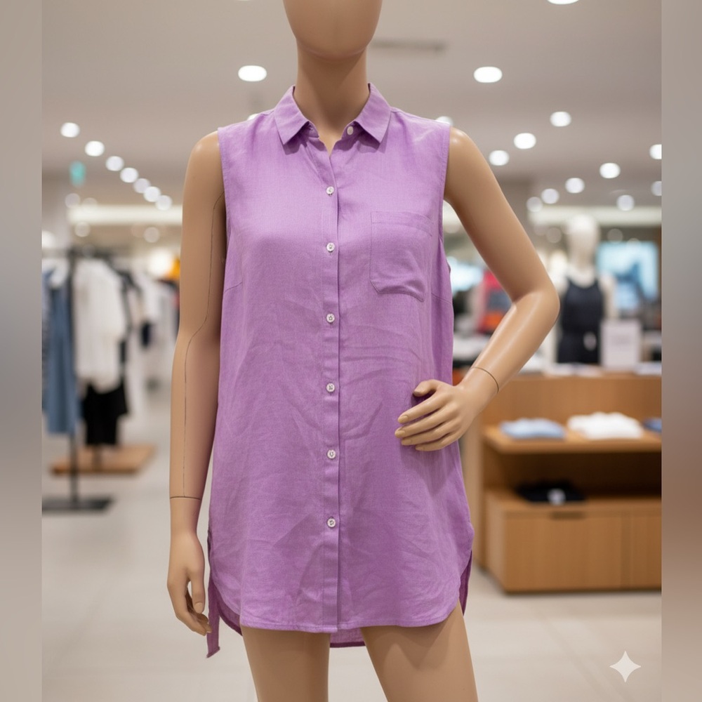 J. Jill Lavender Linen Sleeveless Top